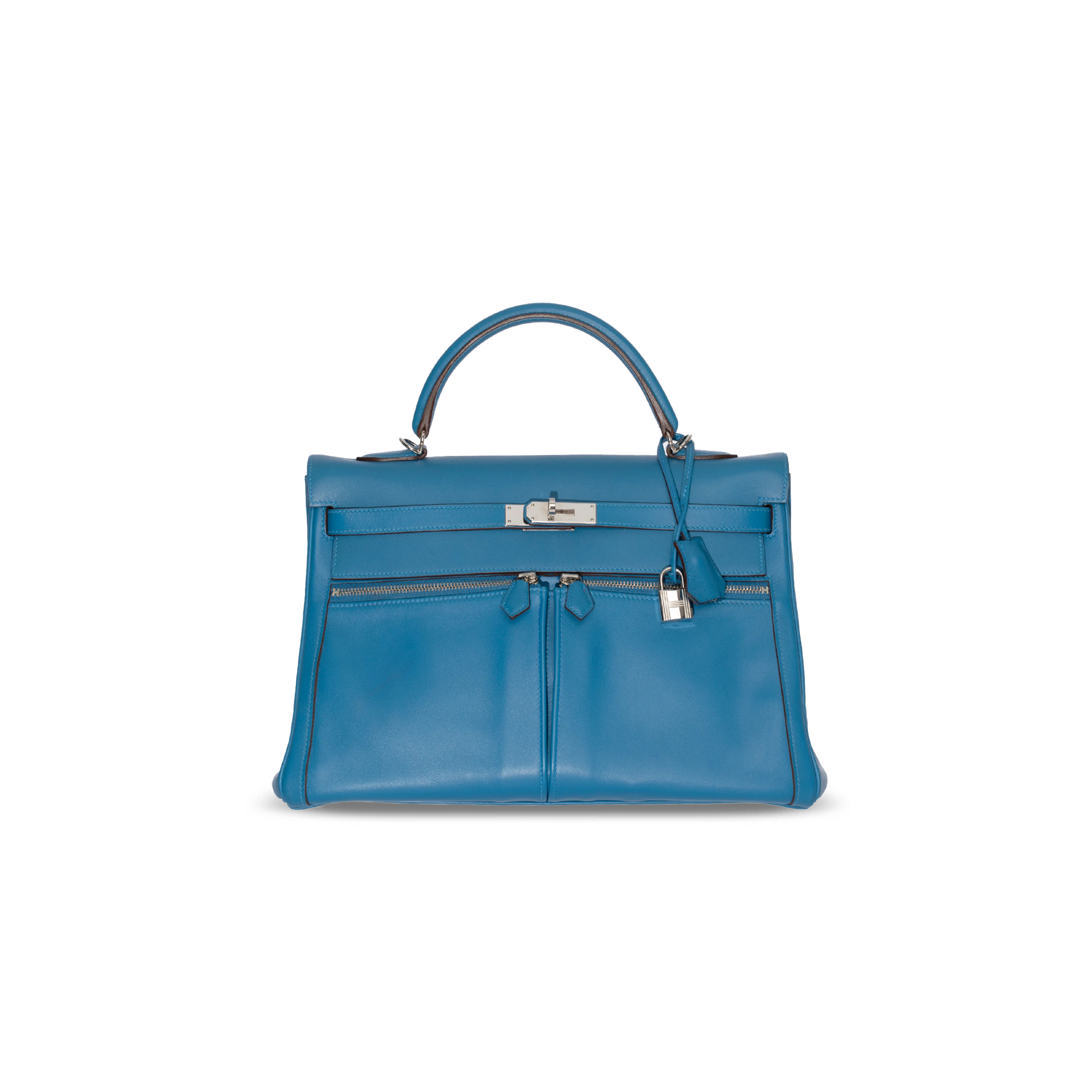 HERMES KELLY LAKIS 35 BLUE HYDRA SWIFT PALLADIUM HARDWARE (35*24*12cm)